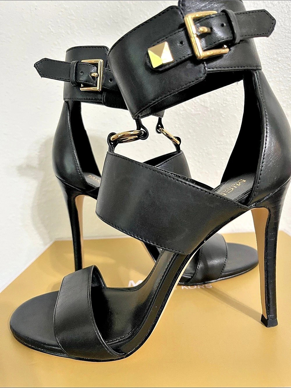Michael Kors Amos Ankle Strap Heels Black US 6M